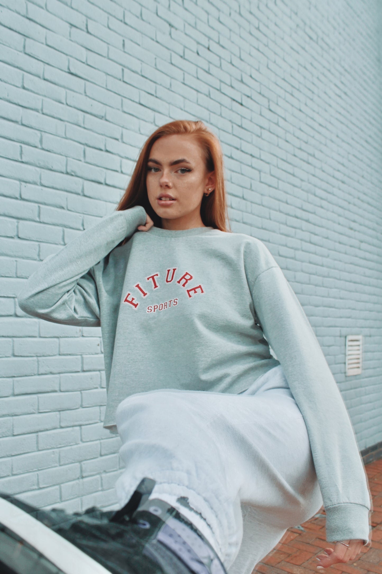OVERSIZED CROPPED SWEATSHIRT - FITURE SPORTS - GREY
